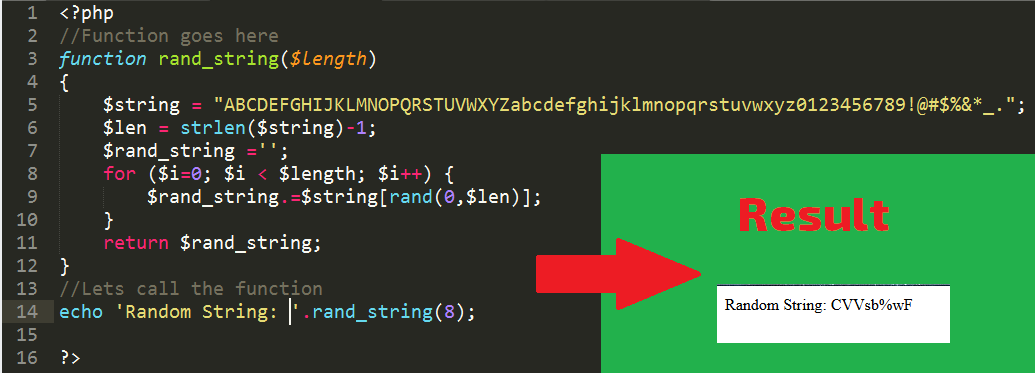 PHP Random string result